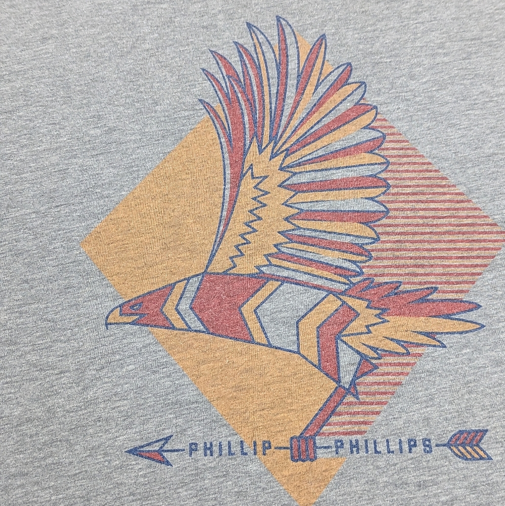 Phillip Phillips 2016 Vintage Concert Tee w/ locations/dates on back Lar…